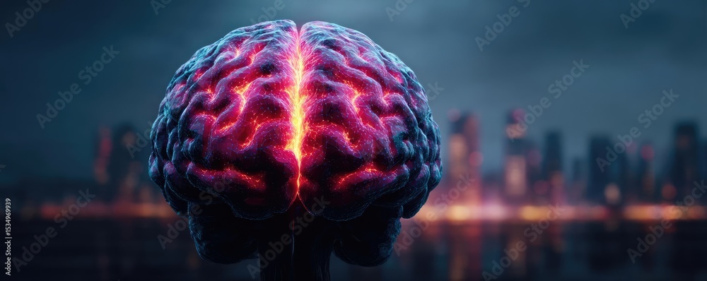 Poster market risk perception affects confidence in returns concept. a vibrant brain silhouette against a c