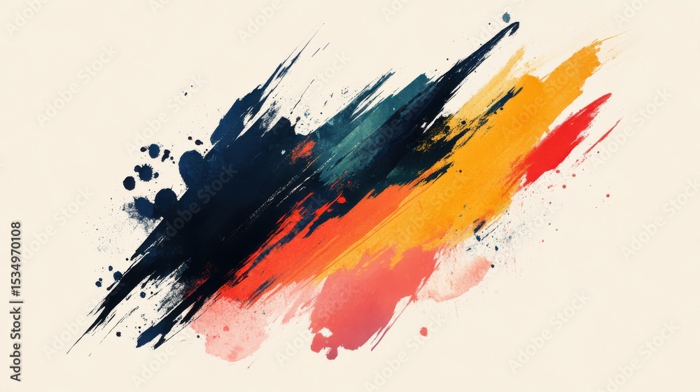 Poster dynamic abstract art with vibrant paint strokes and splatters