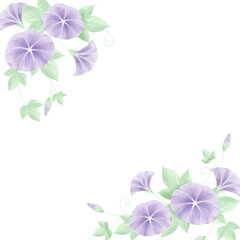 Morning Glory Watercolor Frame – Transparent PNG (Summer, July, Square)