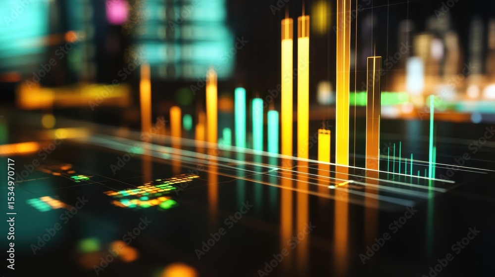Leinwandbilder dynamic bar graphs and charts in futuristic indoor setting