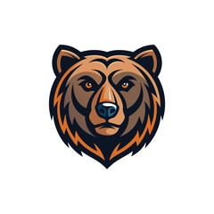 Bear Head animal logo illustration on white background 