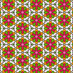Colorful flower images in bright fabric patterns, hand-drawn, suitable for printing on fabric and various fashion works.