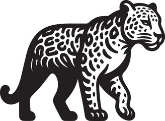 Black and White Jaguar Vector Illustration – Minimalist Wild Cat Silhouette Art	
