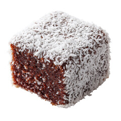 Delicious chocolate treat coated in shredded coconut flakes. transparent background