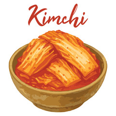 korean kimchi in watercolor illustration style, isolated vector on white background
