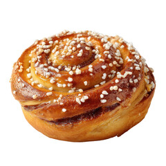 Delicious cinnamon roll topped with sweet sprinkles. transparent background