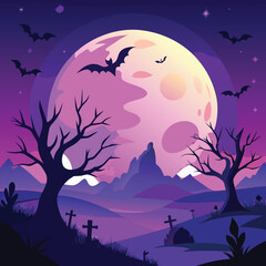 Fototapeta premium Spooky Cartoon Illustration of a H D F