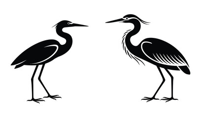 Heron Bird Silhouette Vector Illustration – Minimalist Nature Design


