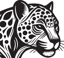 Black and White Jaguar Vector Illustration – Minimalist Wild Cat Silhouette Art	