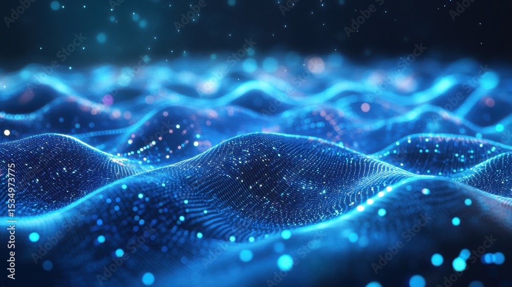 Aufkleber abstract digital wave with glowing particles in a futuristic setting