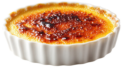 Delicious creamy creme brulee with a caramelized sugar topping. transparent background