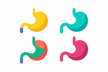 set of Stomach icon silhouette vector illustration