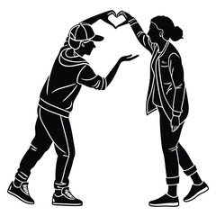 friends making heart symbol with hands