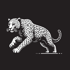 Black and White Jaguar Vector Illustration – Minimalist Wild Cat Silhouette Art	