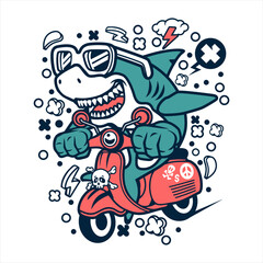 Scooter Shark vector vintage ...