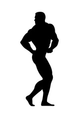 Silhouette of a muscular bodybuilder flexing
