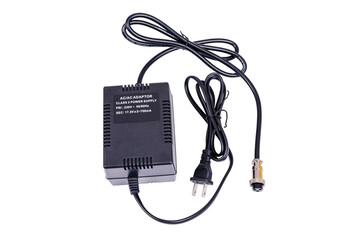 AC/DC power adapter for audio mixer with clipping path isolated on a white background