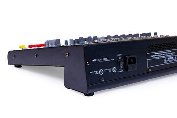 Audio sound mixer with clipping path isolated on white background. Modern audio mixer of...