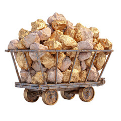 Gold Ore Mining Cart with Rich Minerals, and Wealth.