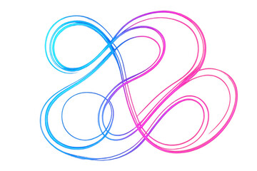 Obraz premium Pink and blue neon lights creating an abstract design with intertwined curves on a transparent background