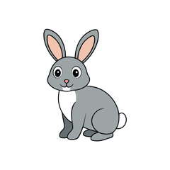 Obraz premium Delightful gray cartoon rabbit illustration, a charming and friendly creature perfect for children's books and spring designs.
