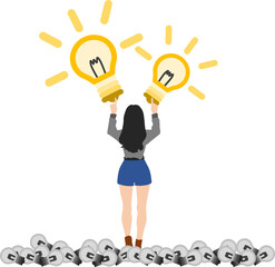 アイデアが閃く女性のイラスト