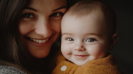 Mother and baby share a joyful moment