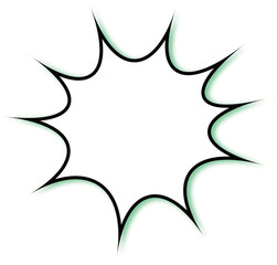 緑のドロップシャドウが付いた、イガイガのパンクな吹き出し。