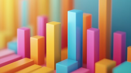 Income statement, layered graph data over clean background, 3D illustration.