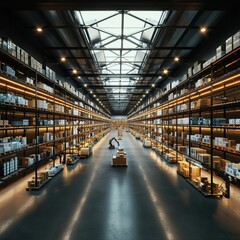 warehouse shelves in warehouse