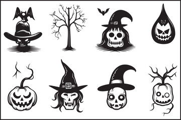 Halloween Witch Clipart Collection | Ghost, Tree and Pumpkin Art

