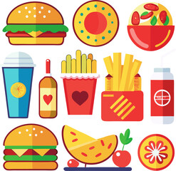 fast food icons set illustration of burgers pizza  (1).eps