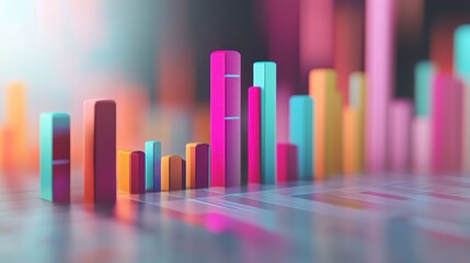 Income statement, layered graph data over clean background, 3D illustration.