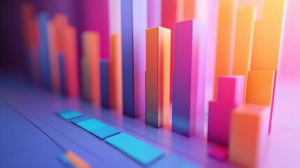 Income statement, layered graph data over clean background, 3D illustration.