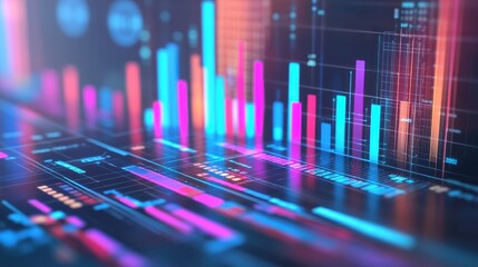 Income statement, layered graph data over clean background, 3D illustration.