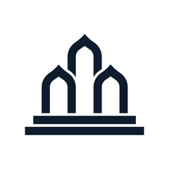 three gates of the Islamic cultural mosque logo vector