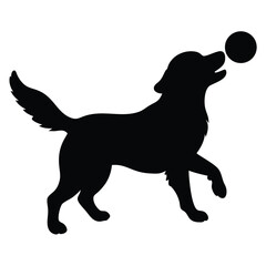 Wild domestic animals vector silhouette illustration of a dog with a bone and a cat