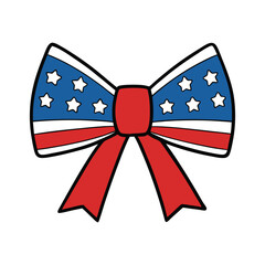 American flag color satin bow with ribbon.