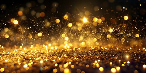 Obraz premium Gold glittery background with many small gold circles