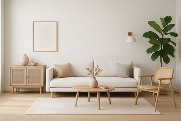 Fototapeta premium modern living room with white furniture
