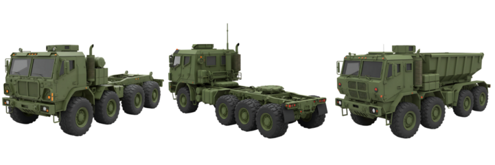 Military Cargo Trucks Side View Transparent Background

