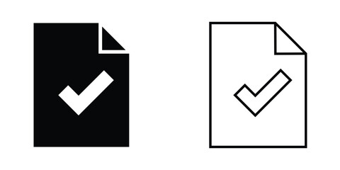 Icon set displaying a solid and an outlined checkmark on paper designs suitable for various applications
