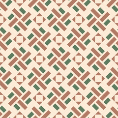 Elegant vintage geometric tile pattern with earthy brown, green, and cream tones, ideal for floor tiles, wall decor, textile prints, or digital backgrounds with a retro-modern aesthetic.