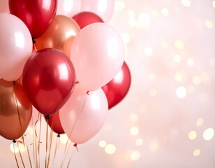 Romantic pink and red balloons festive celebration