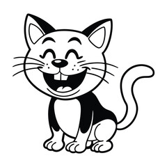 Cute cartoon kitten vector illustration of a happy domestic pet cat.