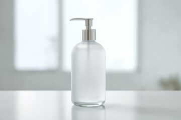 Frosted glass cosmetic bottle mockup