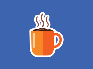 Modern Flat Style Coffee Mug Illustration with Hot Steam Drink