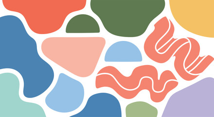 Minimalist Simple Organic Blob Shape Abstract Background with Bright Pastel Color Palette