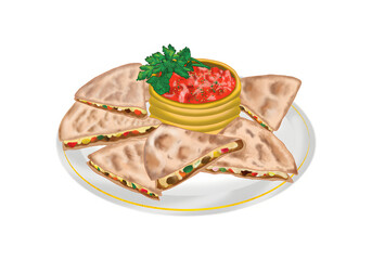 Mexican Style Quesadilla with Salsa Sauce

