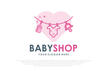 Fashion Kids love Store Logo Design , Vector illustration